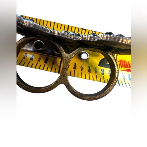 Bronze Rhinestone Leaf Two Finger Edgy Ring size 6 - Picture 15 of 16